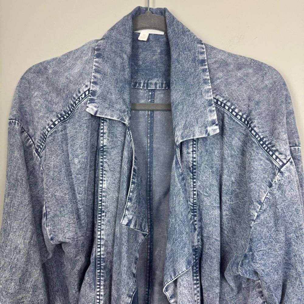 ADYSON PARKER | Lightweight Open Front Chambray Denim Jacket Women’s Size Medium - Picture 4 of 8